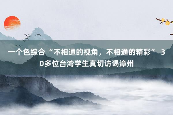 一个色综合 “不相通的视角，不相通的精彩”  30多位台湾学生真切访谒漳州