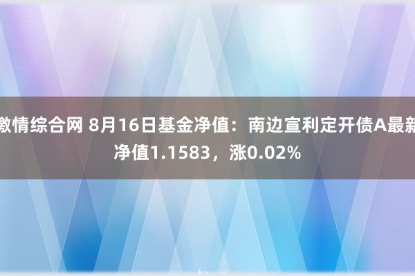 激情综合网 8月16日基金净值：南边宣利定开债A最新净值1.1583，涨0.02%