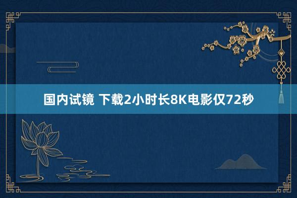 国内试镜 下载2小时长8K电影仅72秒