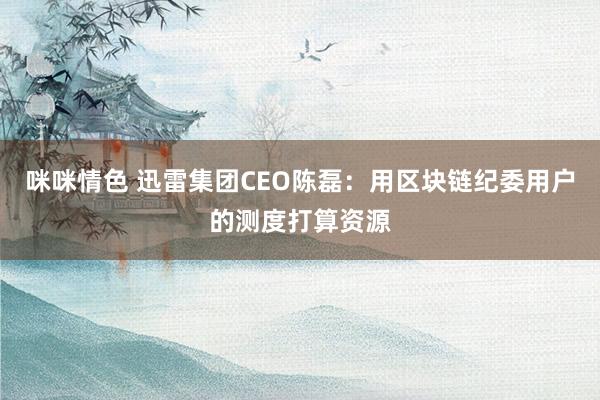 咪咪情色 迅雷集团CEO陈磊：用区块链纪委用户的测度打算资源