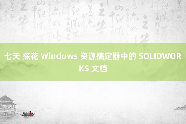 七天 探花 Windows 资源搞定器中的 SOLIDWORKS 文档