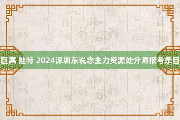 巨屌 推特 2024深圳东说念主力资源处分师报考条目